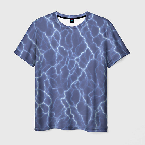Мужская футболка Электрический разряд на голубом фоне / 3D-принт – фото 1