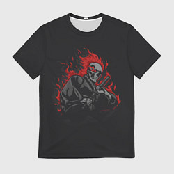 Футболка мужская Огненный скелет самурай, цвет: 3D-принт