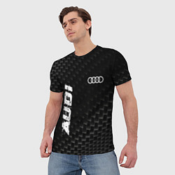 Футболка мужская Audi карбоновый фон, цвет: 3D-принт — фото 2