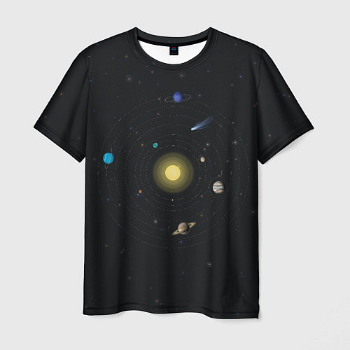 Мужская футболка Солнце и планеты / 3D-принт – фото 1