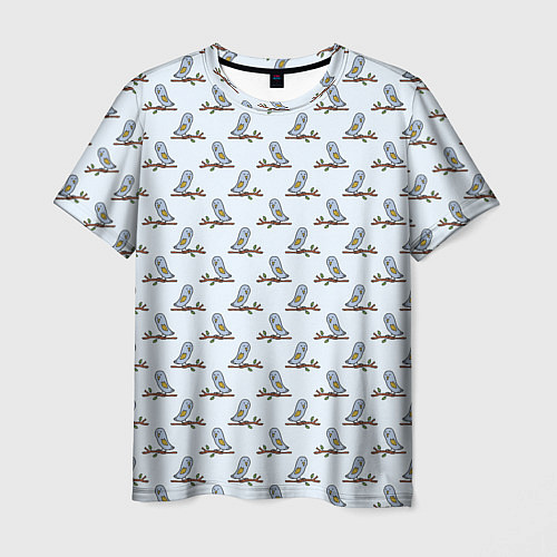 Мужская футболка Совушки на ветках / 3D-принт – фото 1