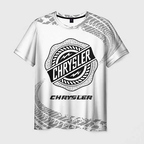 Мужская футболка Chrysler speed на светлом фоне со следами шин / 3D-принт – фото 1