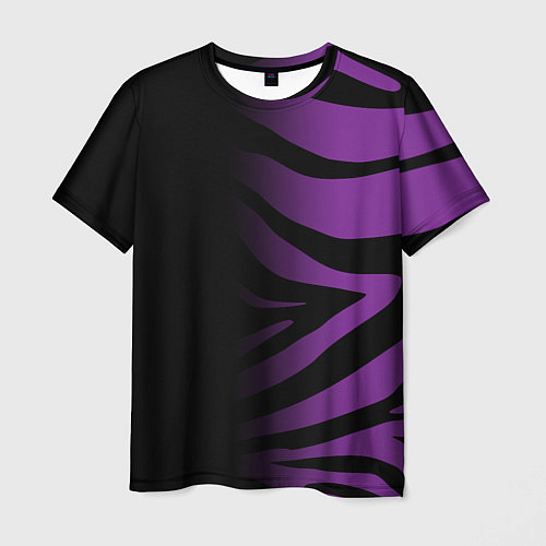 Мужская футболка Фиолетовый с черными полосками зебры / 3D-принт – фото 1