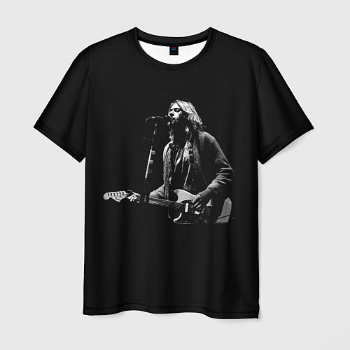 Мужская футболка Курт Кобейн с гитарой / 3D-принт – фото 1