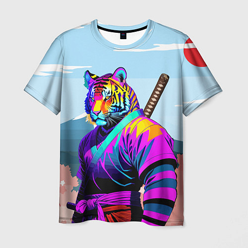 Мужская футболка Тигр-самурай - Япония / 3D-принт – фото 1
