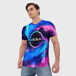 Футболка мужская Nissan неоновый космос, цвет: 3D-принт — фото 2