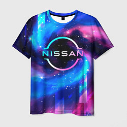 Футболка мужская Nissan неоновый космос, цвет: 3D-принт