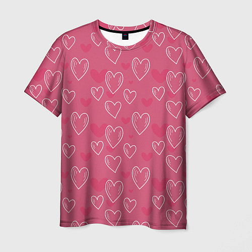Мужская футболка Нарисованные сердца паттерн / 3D-принт – фото 1