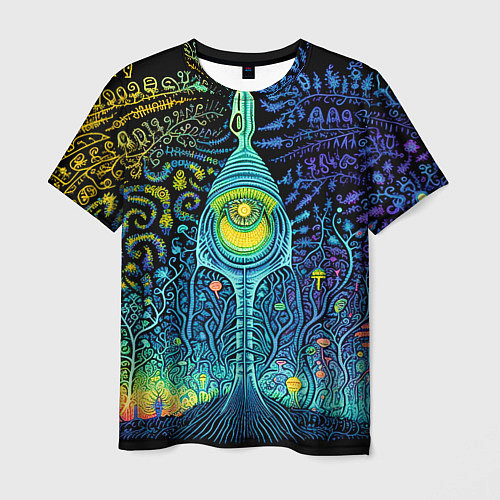 Мужская футболка Психоделика разноцветная - нейронная сеть / 3D-принт – фото 1