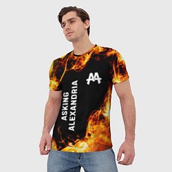 Футболка мужская Asking Alexandria и пылающий огонь, цвет: 3D-принт — фото 2