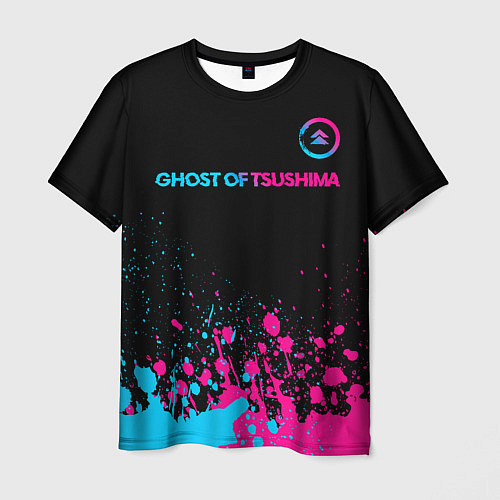 Мужская футболка Ghost of Tsushima - neon gradient: символ сверху / 3D-принт – фото 1