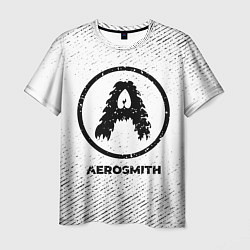 Футболка мужская Aerosmith с потертостями на светлом фоне, цвет: 3D-принт