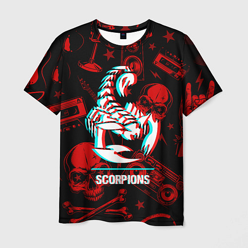 Мужская футболка Scorpions rock glitch / 3D-принт – фото 1