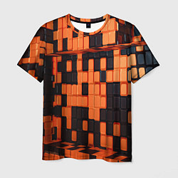 Футболка мужская Чёрные и оранжевые кубики, цвет: 3D-принт