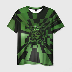 Футболка мужская Чёрно-зелёный геометрический коридор, цвет: 3D-принт