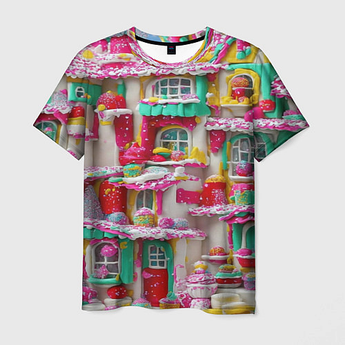 Мужская футболка Домики из сладостей / 3D-принт – фото 1