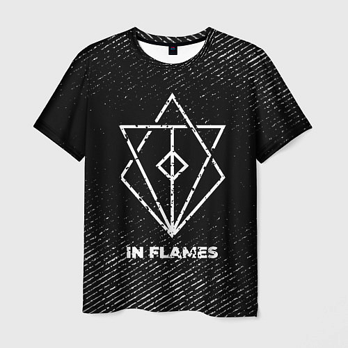 Мужская футболка In Flames с потертостями на темном фоне / 3D-принт – фото 1