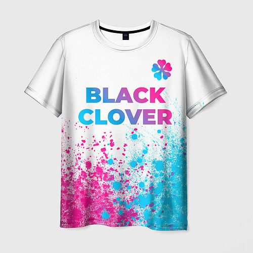 Мужская футболка Black Clover neon gradient style: символ сверху / 3D-принт – фото 1