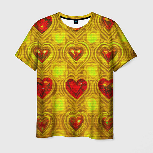 Мужская футболка Узор рубиновые сердца / 3D-принт – фото 1