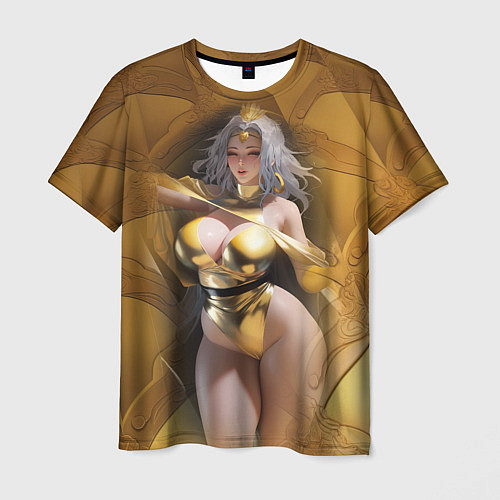 Мужская футболка Fantasy gold girl / 3D-принт – фото 1