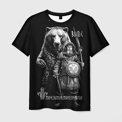Мужская футболка Велес с большим медведем / 3D-принт – фото 1