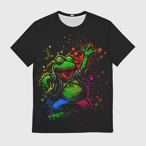 Мужская футболка Лягушонок Пепе веселится с граффити / 3D-принт – фото 1