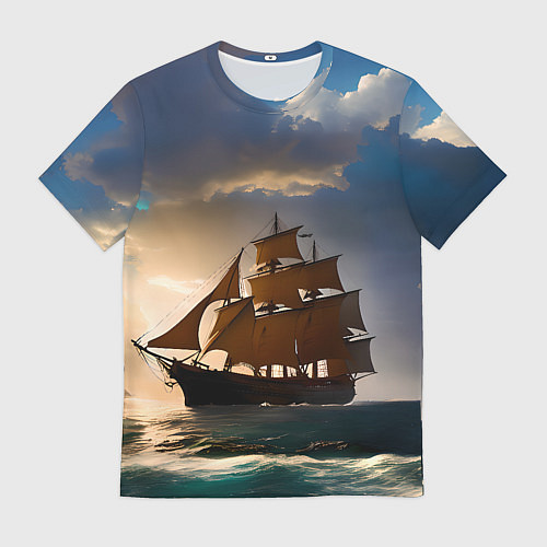 Мужская футболка Парусный корабль галеон / 3D-принт – фото 1