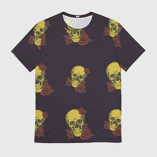 Мужская футболка Череп и розочки / 3D-принт – фото 1