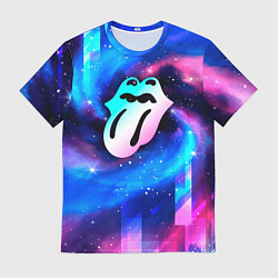 Мужская футболка Rolling Stones неоновый космос