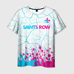 Футболка мужская Saints Row neon gradient style: символ сверху, цвет: 3D-принт