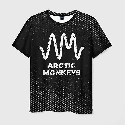 Мужская футболка Arctic Monkeys с потертостями на темном фоне / 3D-принт – фото 1