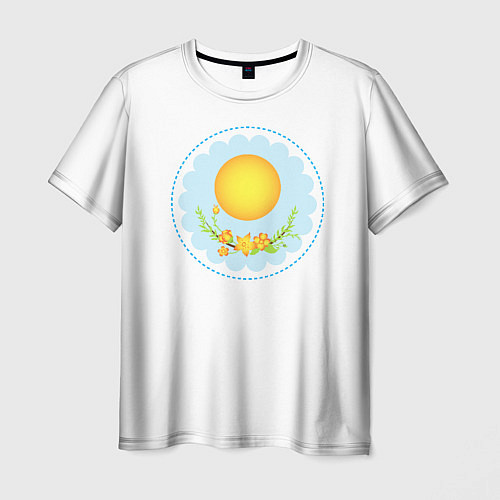 Мужская футболка Солнце и цветы / 3D-принт – фото 1