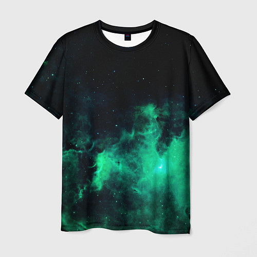 Мужская футболка Зелёная галактика Midjourney / 3D-принт – фото 1
