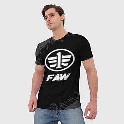 Футболка мужская FAW speed на темном фоне со следами шин, цвет: 3D-принт — фото 2