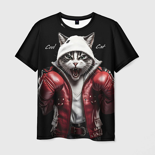 Мужская футболка Cool fighting cat / 3D-принт – фото 1