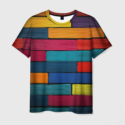 Мужская футболка Цветные кирпичики / 3D-принт – фото 1