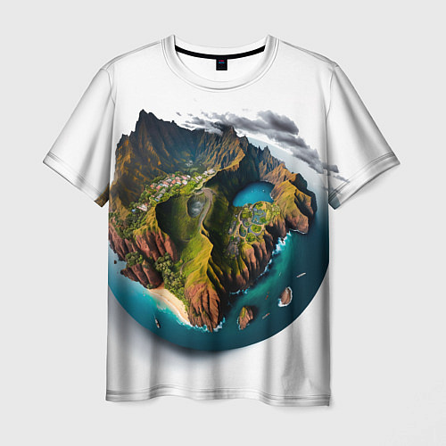 Мужская футболка Планета с одним островом / 3D-принт – фото 1