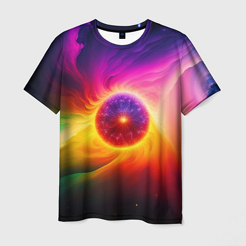 Мужская футболка Неоновое солнце / 3D-принт – фото 1
