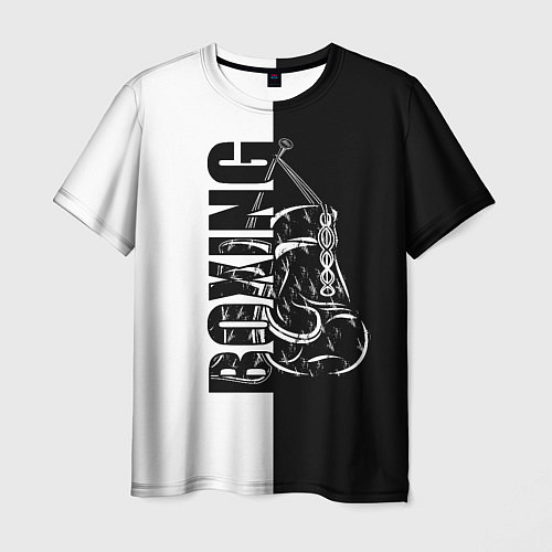 Мужская футболка Boxing чёрно-белое / 3D-принт – фото 1