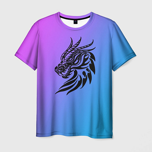 Мужская футболка Дракон на градиенте / 3D-принт – фото 1
