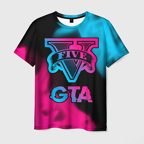 Мужская футболка GTA - neon gradient / 3D-принт – фото 1