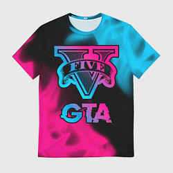 Футболка мужская GTA - neon gradient, цвет: 3D-принт