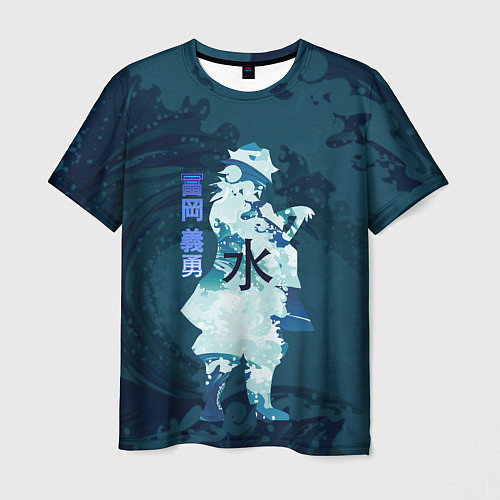 Мужская футболка Kimetsu no Yaiba Гию Томиока и волны / 3D-принт – фото 1