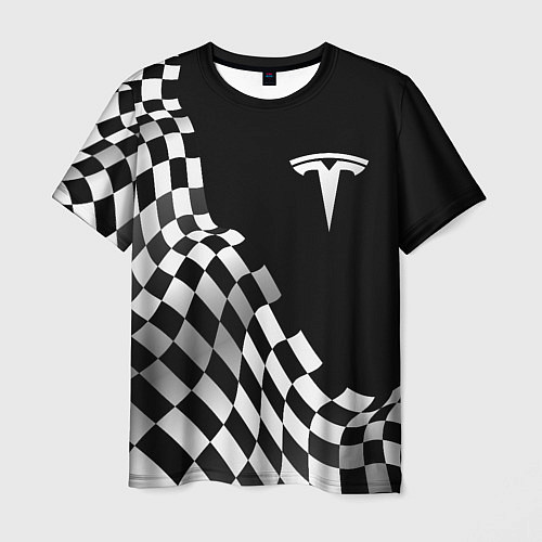 Мужская футболка Tesla racing flag / 3D-принт – фото 1