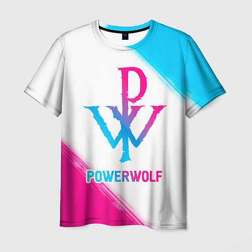 Мужская футболка Powerwolf neon gradient style / 3D-принт – фото 1