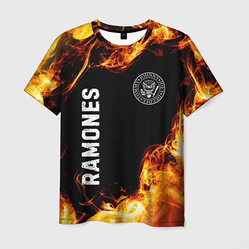 Мужская футболка Ramones и пылающий огонь / 3D-принт – фото 1