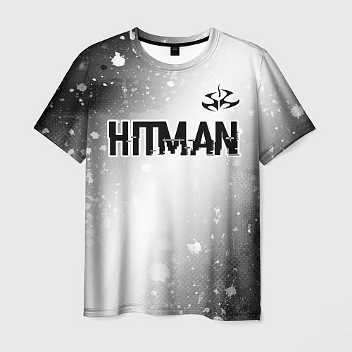 Мужская футболка Hitman glitch на светлом фоне: символ сверху / 3D-принт – фото 1