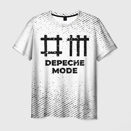 Мужская футболка Depeche Mode с потертостями на светлом фоне / 3D-принт – фото 1