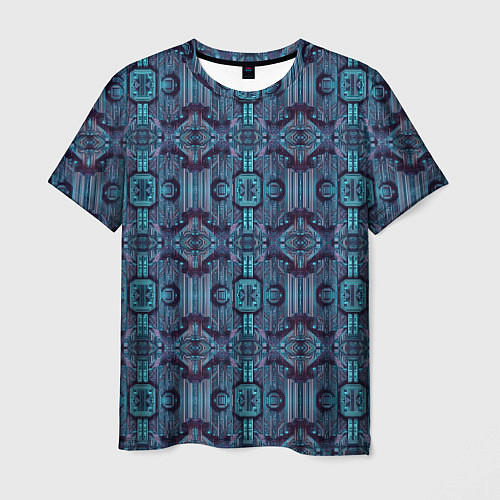 Мужская футболка Сине-фиолетовый киберпанк / 3D-принт – фото 1