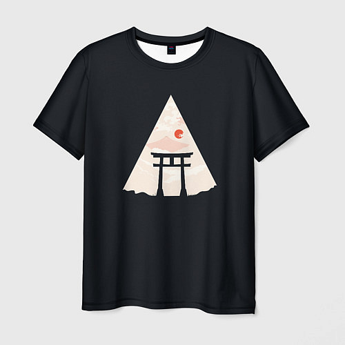 Мужская футболка Японские ворота Тории в горах / 3D-принт – фото 1